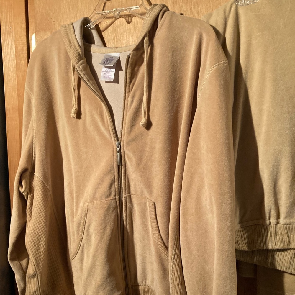 2 Piece Tan Velour Tracksuit